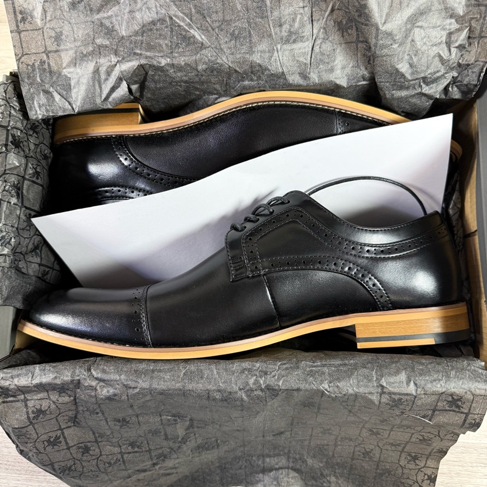 Stacy Adams Dickinson Black Cap Toe Oxford Dress Shoes 11M NIB